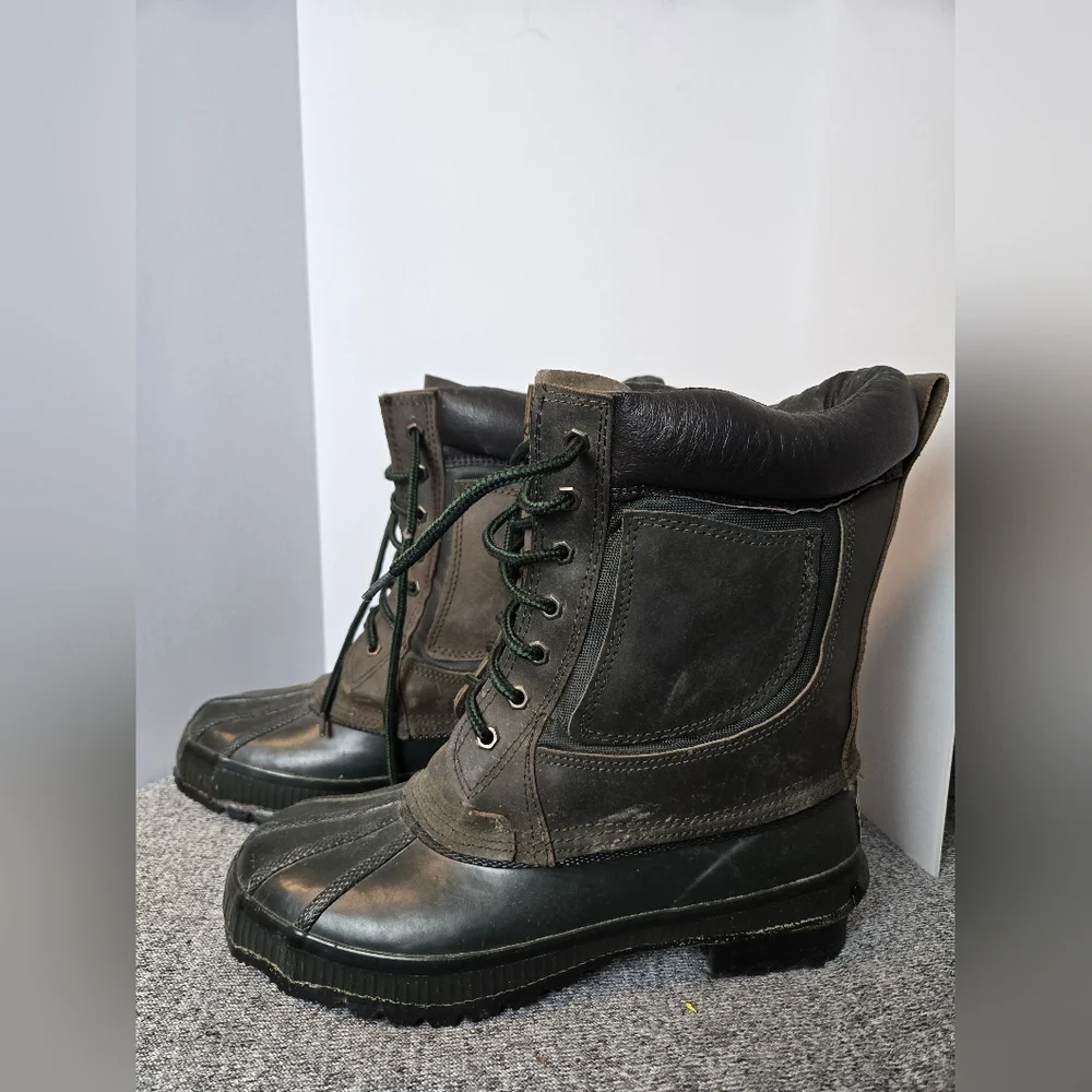 3M Thinsulate Men's Dark Brown and Green Duck Winter Steel Shank Snow Boots